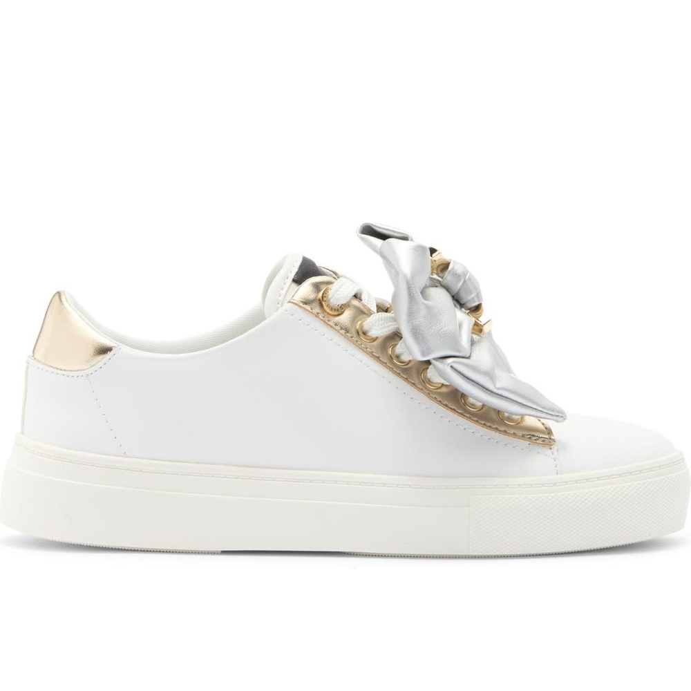 Karl Lagerfeld White and Silver Bow Sneakers - Picture 3 of 13